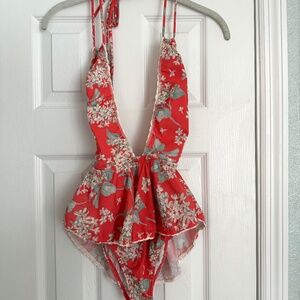 Montce swimwear peplum floral one-piece